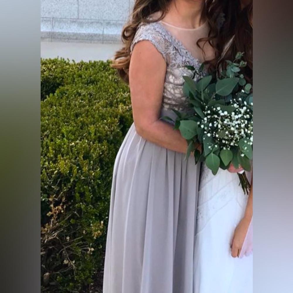 Dusty mauve purple bridesmaid wedding prom dress